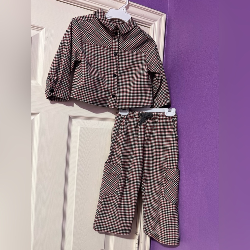 Plaid Jacket and Pants Set